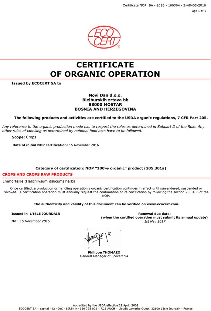SA - Certificat NOP Novi Dan 2016